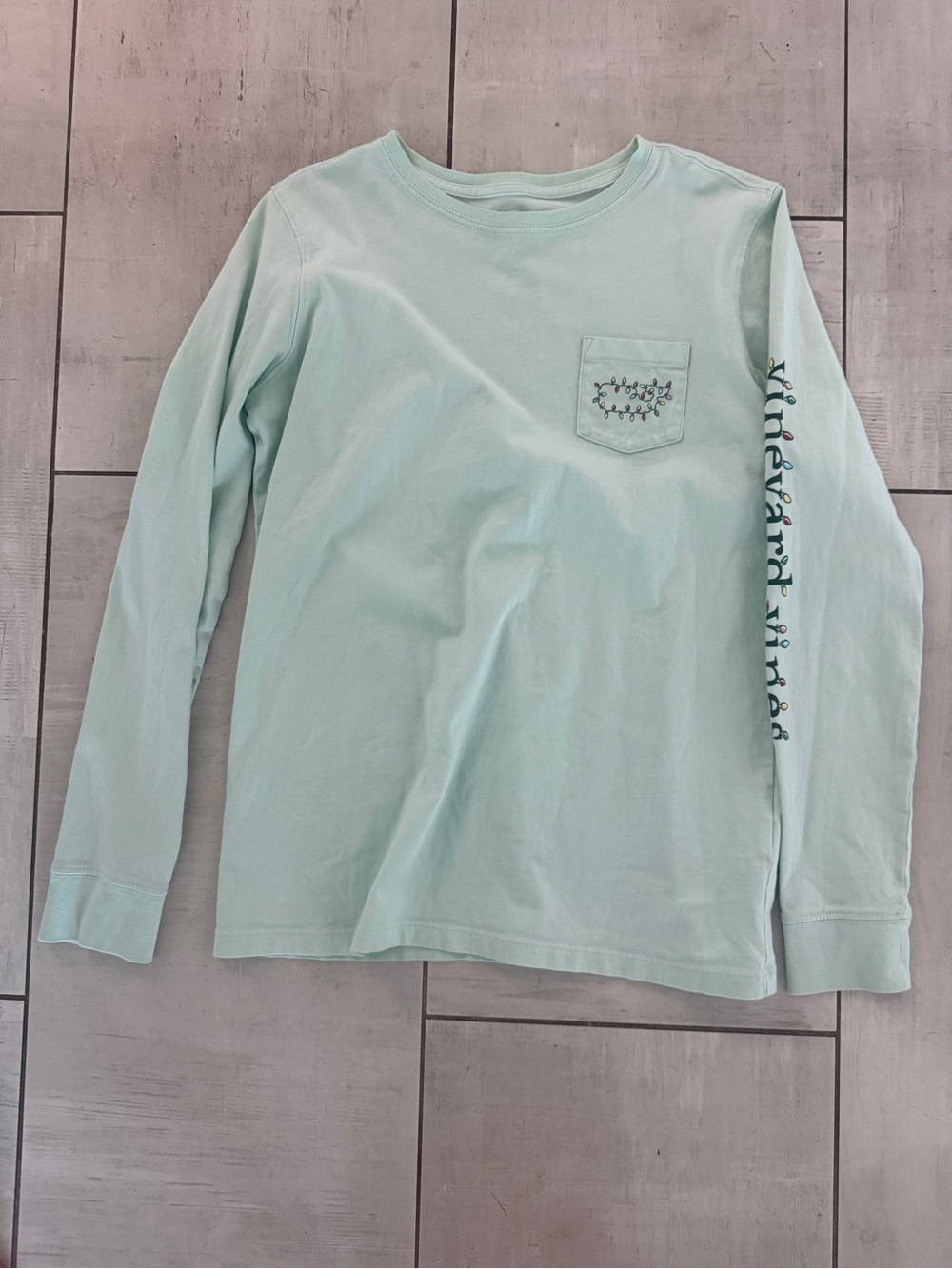 Vineyard Vines Light Mint Long-Sleeve Pocket Tee